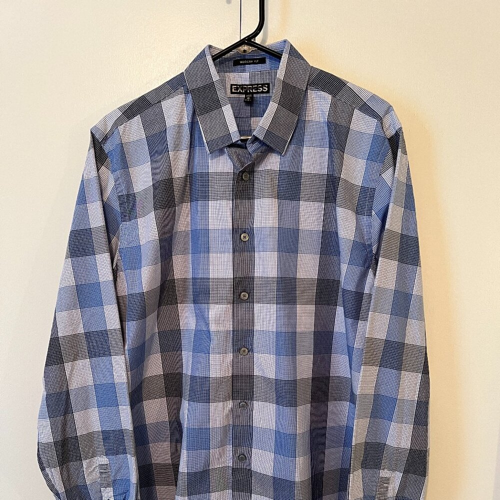 Men's Express Casual Button Down Shirt, Size XL,  17-17 1/2, Modern Fit